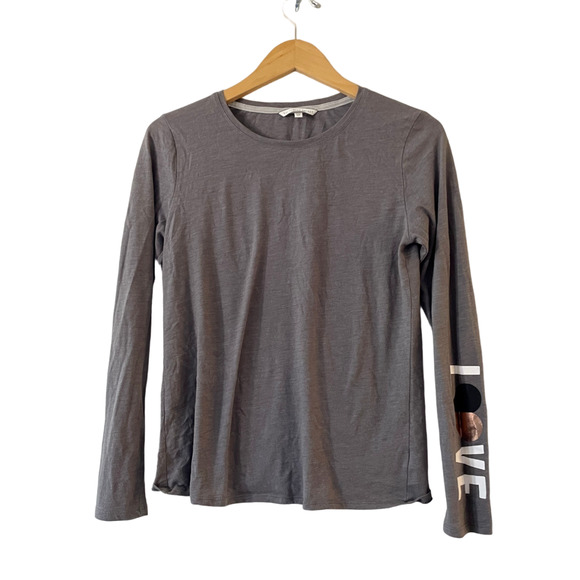 Victoria's Secret Women's Long Sleeve Top Small Gray Glitter Heart Love Pullover - Picture 1 of 8